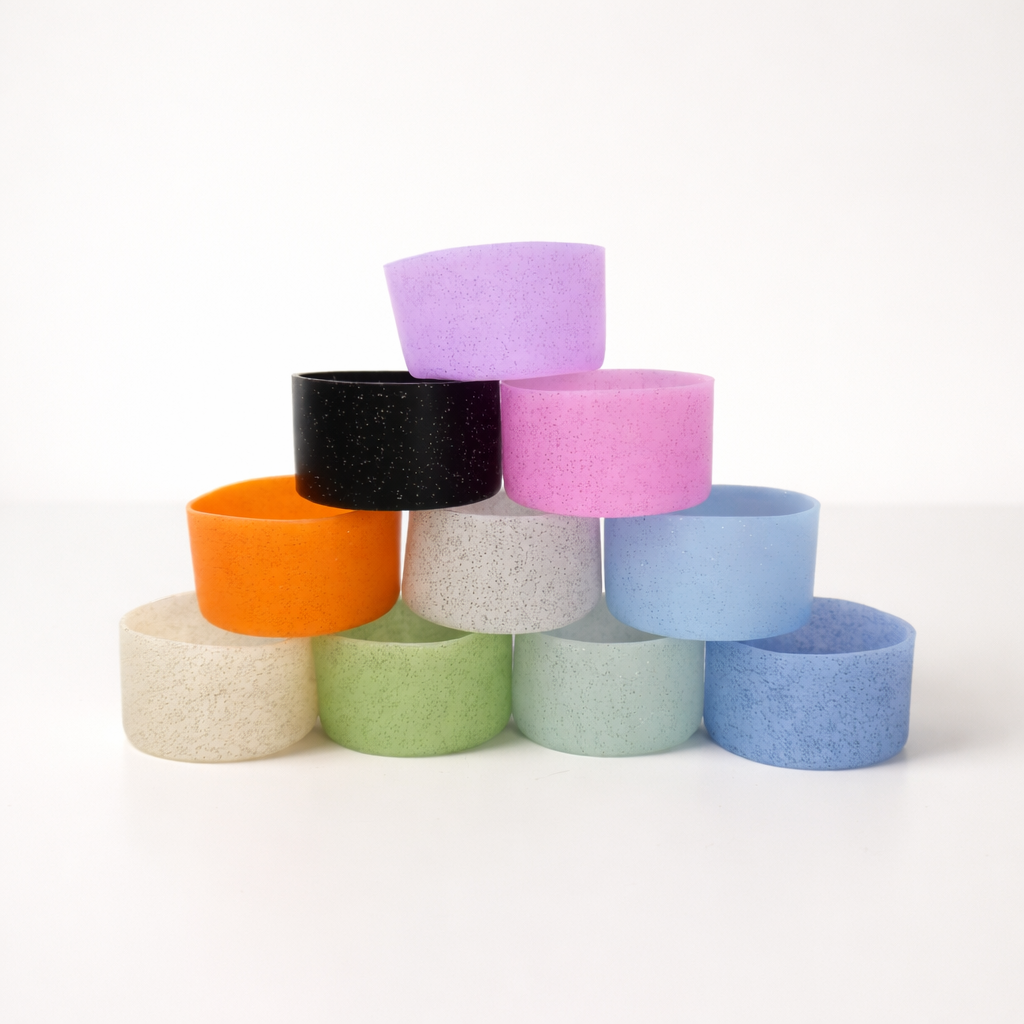 Protetor de Garrafa ou Copo Brilhante de Silicone Tamanho 7,5cm | Verde