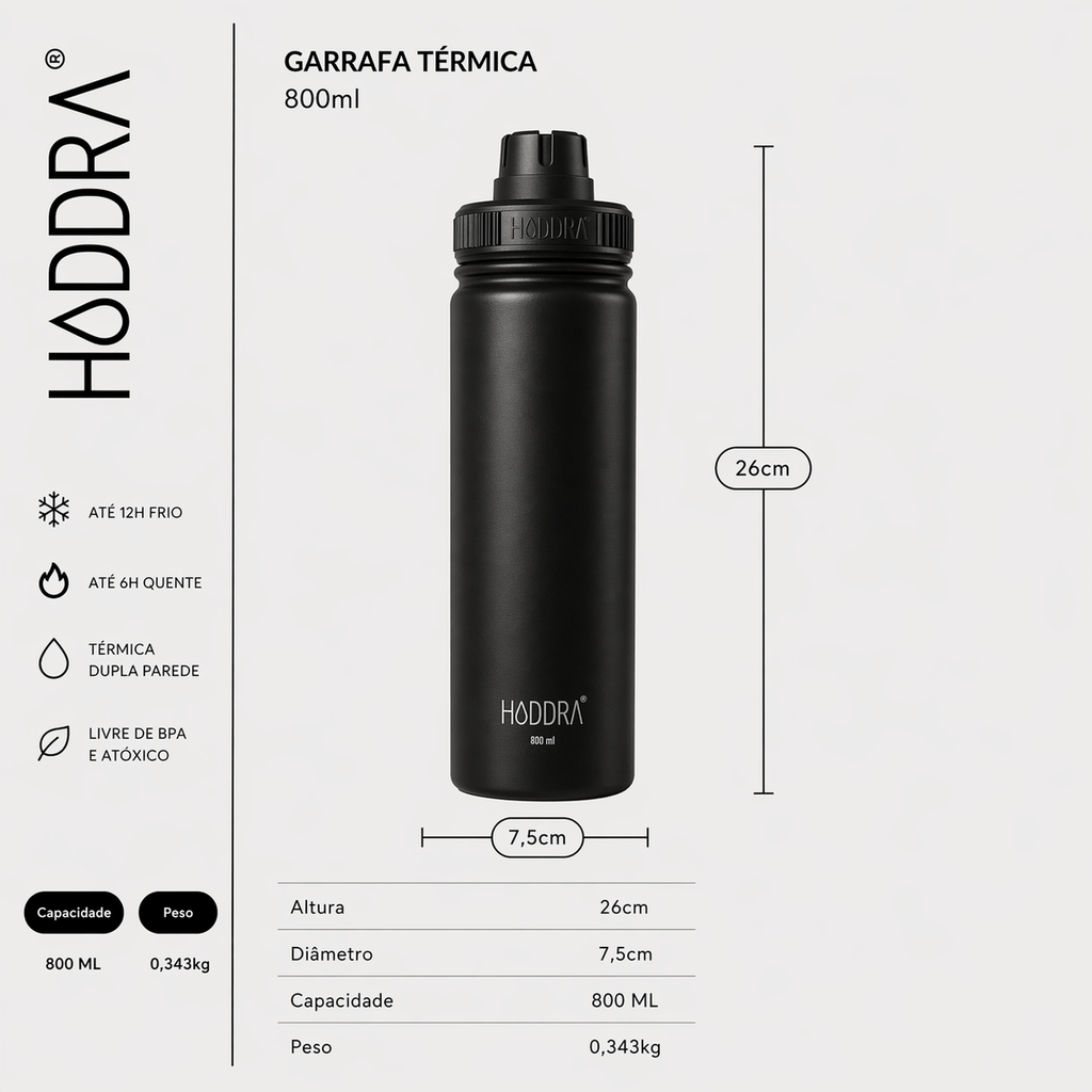Garrafa Térmica Inox 800ml Hiddra Pêssego