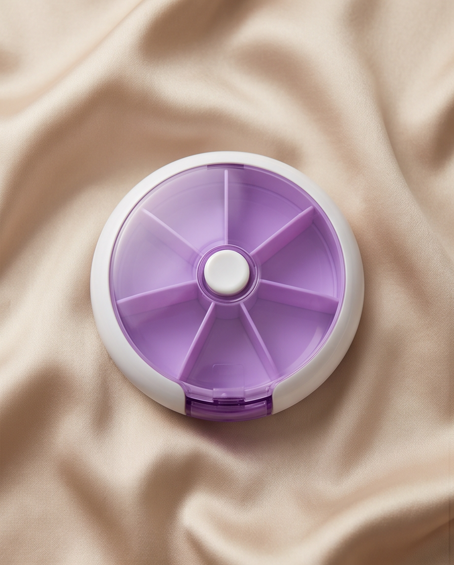 Porta Comprimidos com 7 Compartimentos Giratório | Roxo