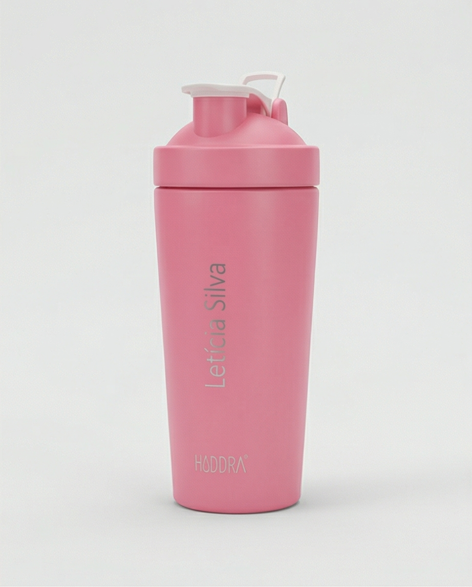 Coqueteleira Térmica com Misturador Hiddra 700ml - Rosa Coração