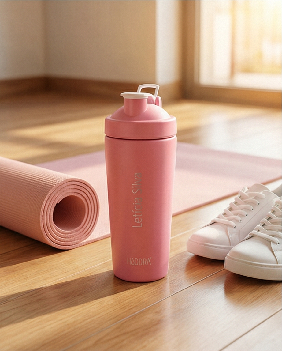 Coqueteleira Térmica com Misturador Hiddra 700ml - Rosa Coração