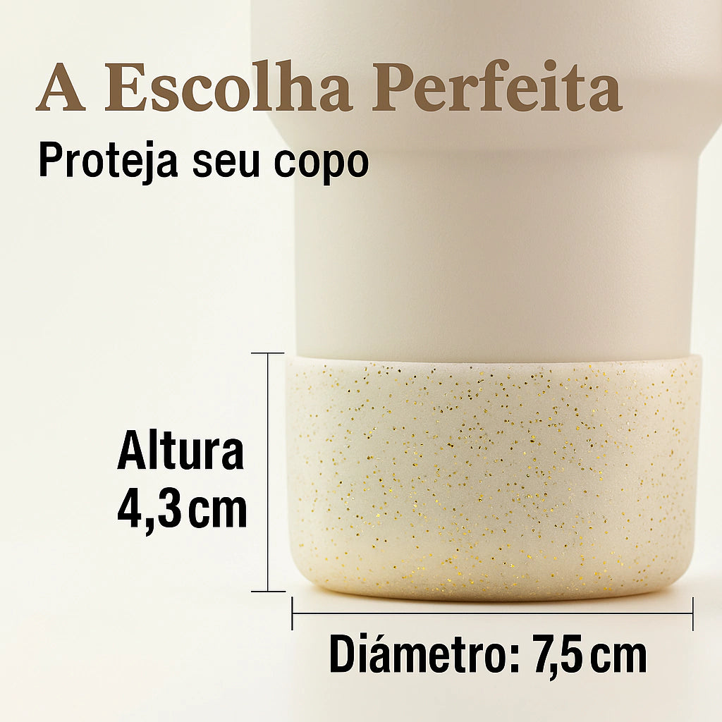 Protetor de Garrafa ou Copo Brilhante de Silicone Tamanho 7,5cm | Azul Claro