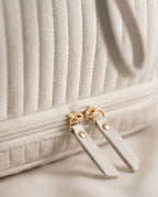 Necessaire Aveludada Cotelê 2 Bolsos com Zíper | Creme
