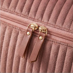 Necessaire Aveludada Cotelê 2 Bolsos com Zíper | Rosa