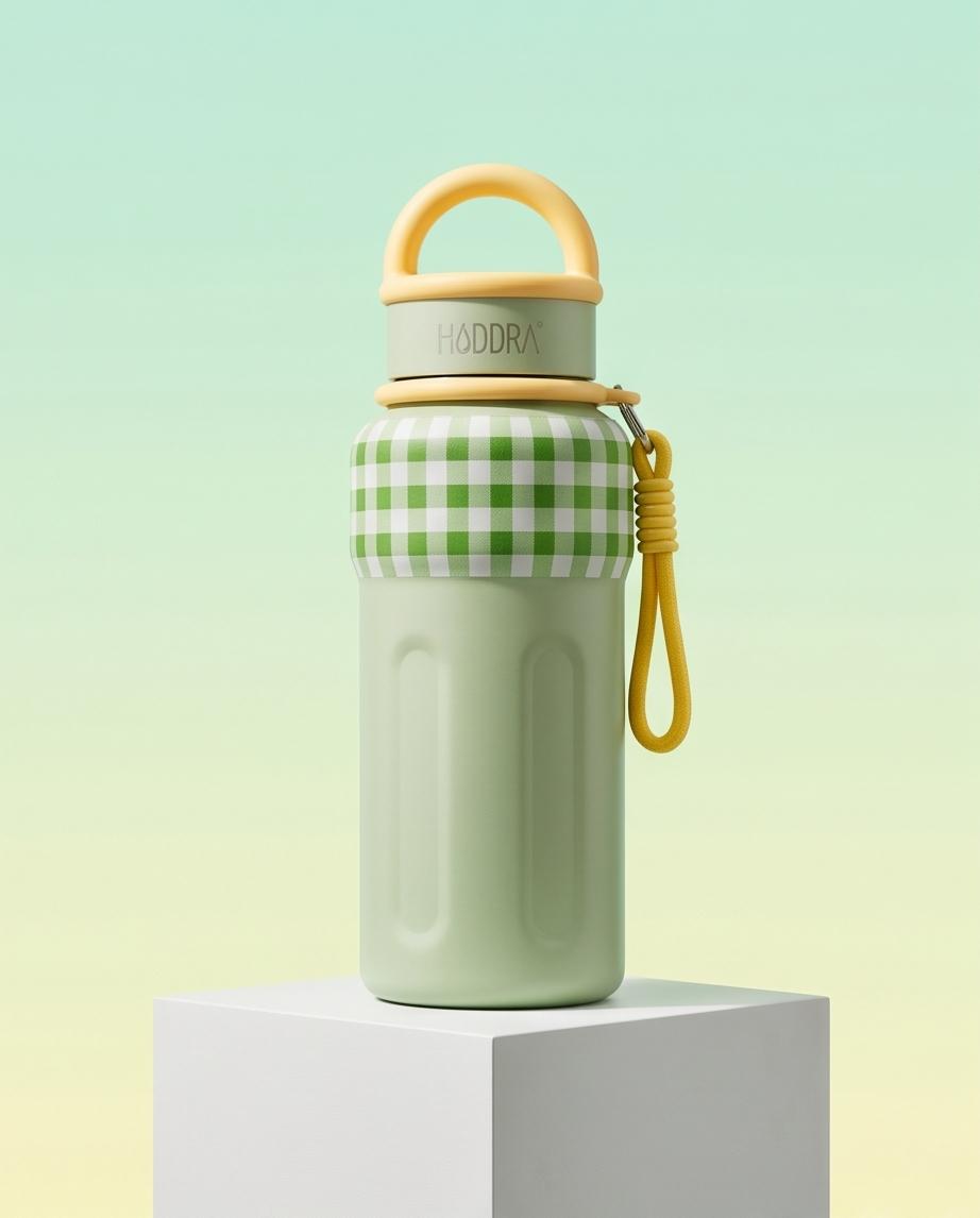 Garrafa Térmica Hiddra Picnic - 800ml | Xadrez Verde