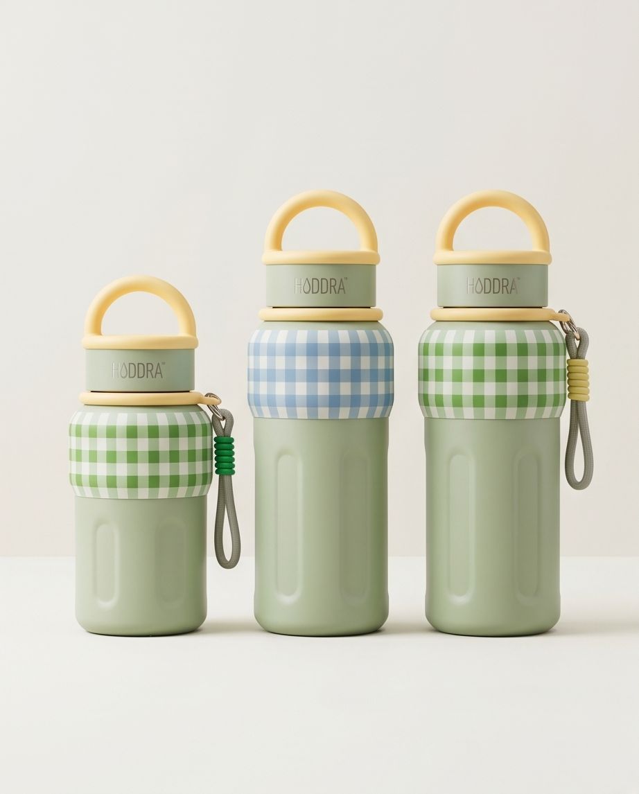 Garrafa Térmica Hiddra Picnic - 800ml | Xadrez Verde