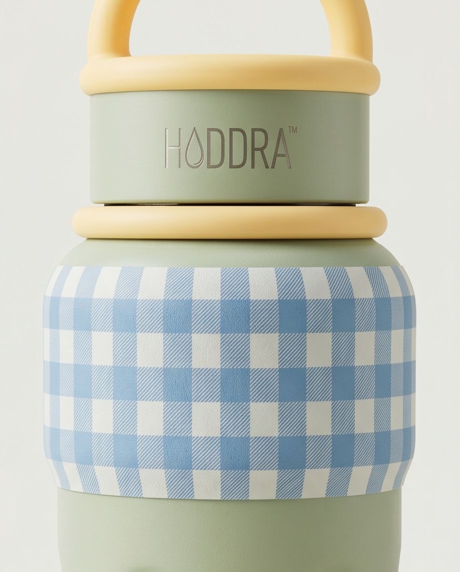 Garrafa Térmica Hiddra Picnic - 800ml | Xadrez Azul