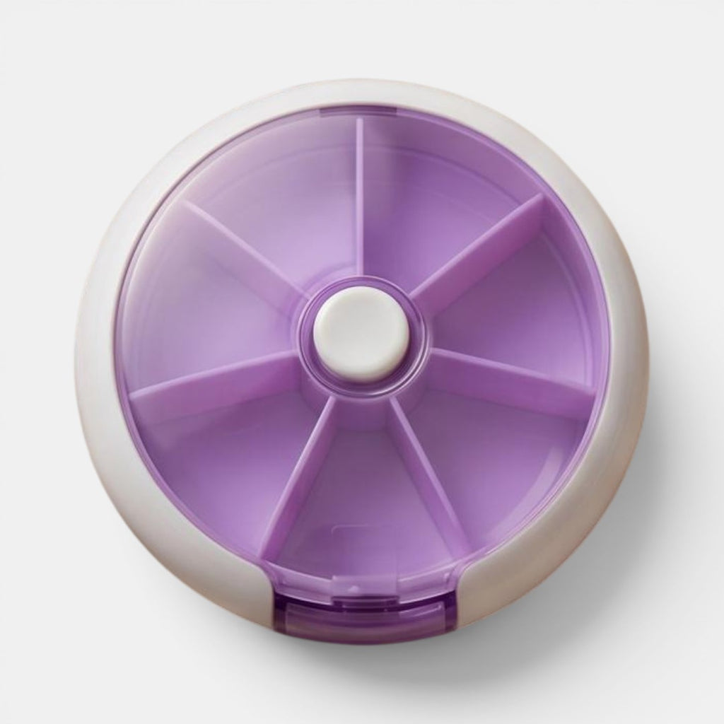 Porta Comprimidos com 7 Compartimentos Giratório | Roxo