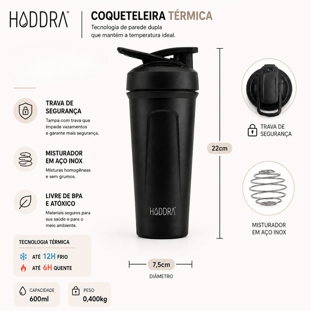 Coqueteleira Térmica Hiddra Vibe 600ml - HC610 Azul Claro