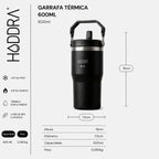 Copo Térmico Hiddra 600ml com Alça e Canudo - Pink