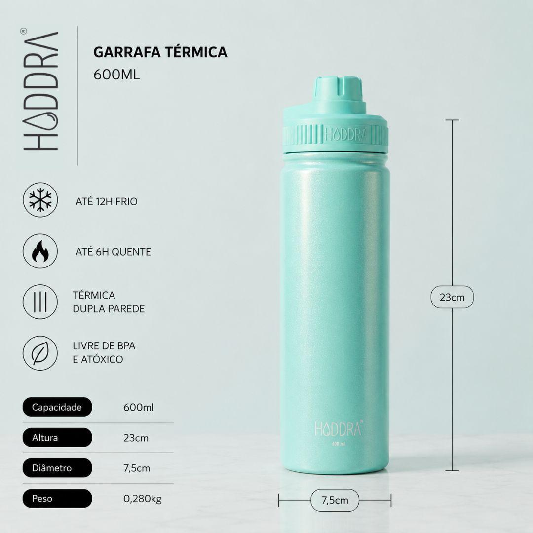 Garrafa Térmica Hiddra Perolada - 600ml Azul Claro