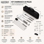 Kit Churrasco 9 Peças em Inox com Estojo